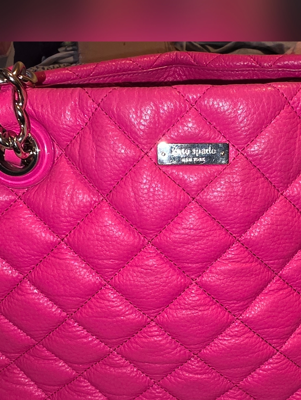 Kate Spade Leather Bag Gold Coast Small Maryanne Quilted Zinnia Pink - Picture 2 of 9